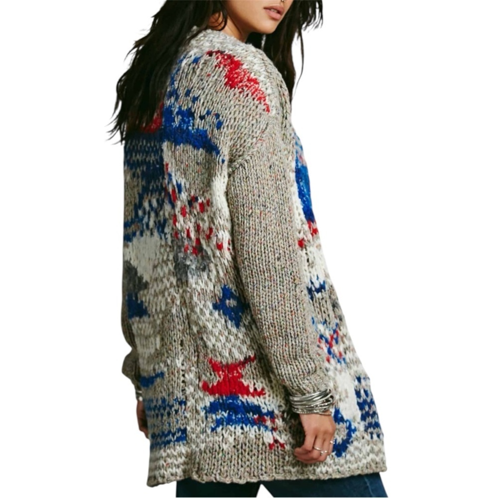 Free People Fireworks Alpaca Wool Blend Chunky Knit Cardigan Sweater